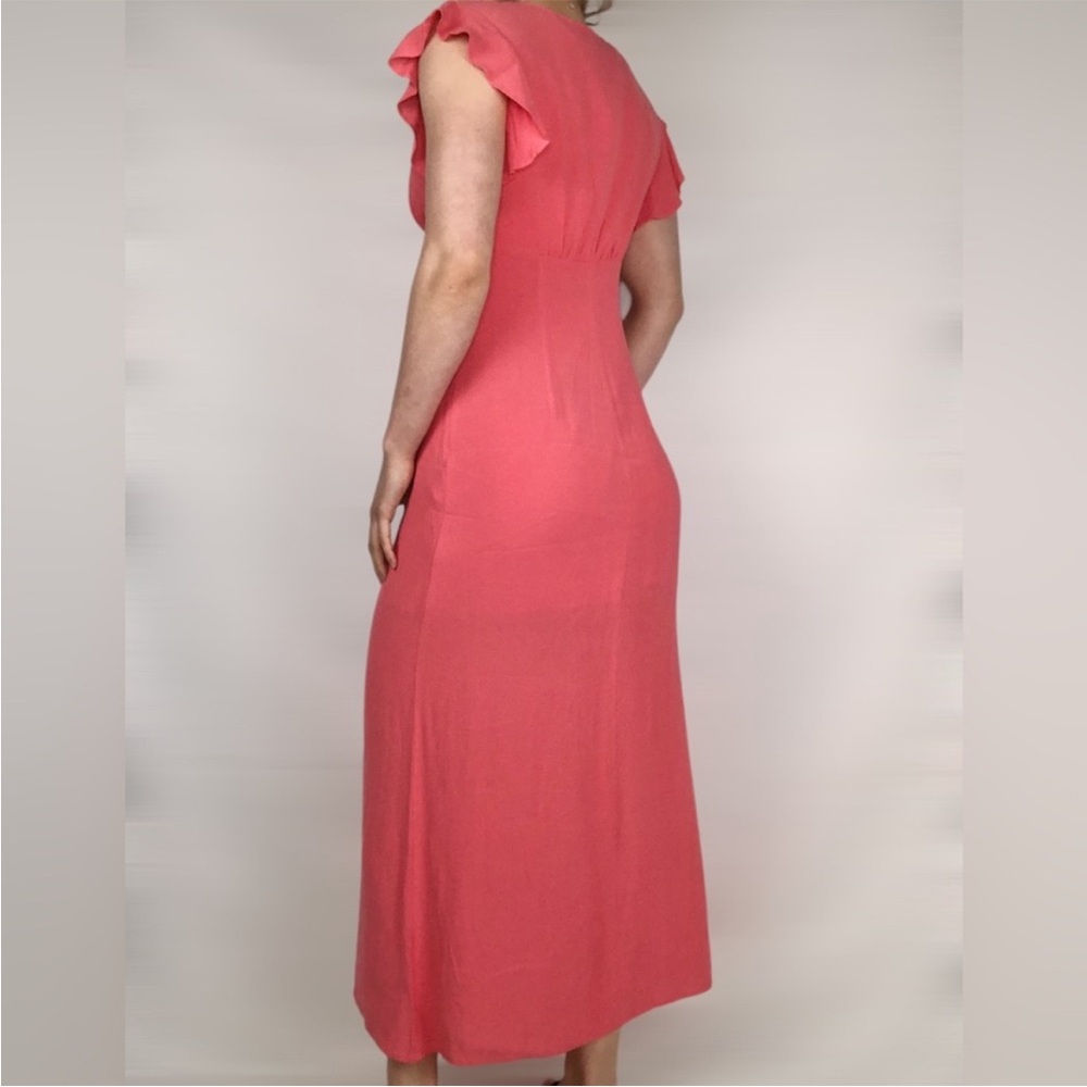 BB DAKOTA That's Amore Crepe Button Front Flutter Sleeve Midi Dress size 4 - Picture 3 of 8